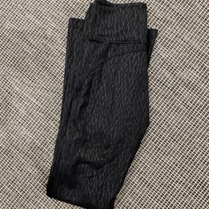 Lululemon, high rise tall flare black patterned leggings, size 8